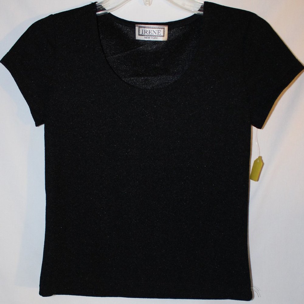 JRs Irene Black Shimmery Scoop Neck Top Medium